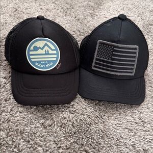 Baby Boy XS Black Trucker Hats with Patches